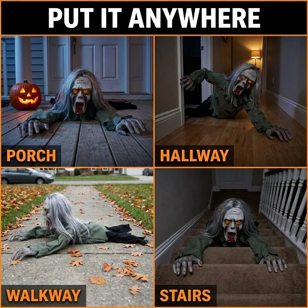 Krushop™ Life-Size 106cm Crawling Zombie Halloween Decor