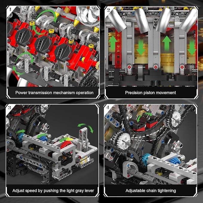 Motorized V8 Engine Building Kit (2718 PCS)
