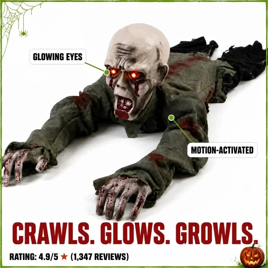 Krushop™ Life-Size 106cm Crawling Zombie Halloween Decor
